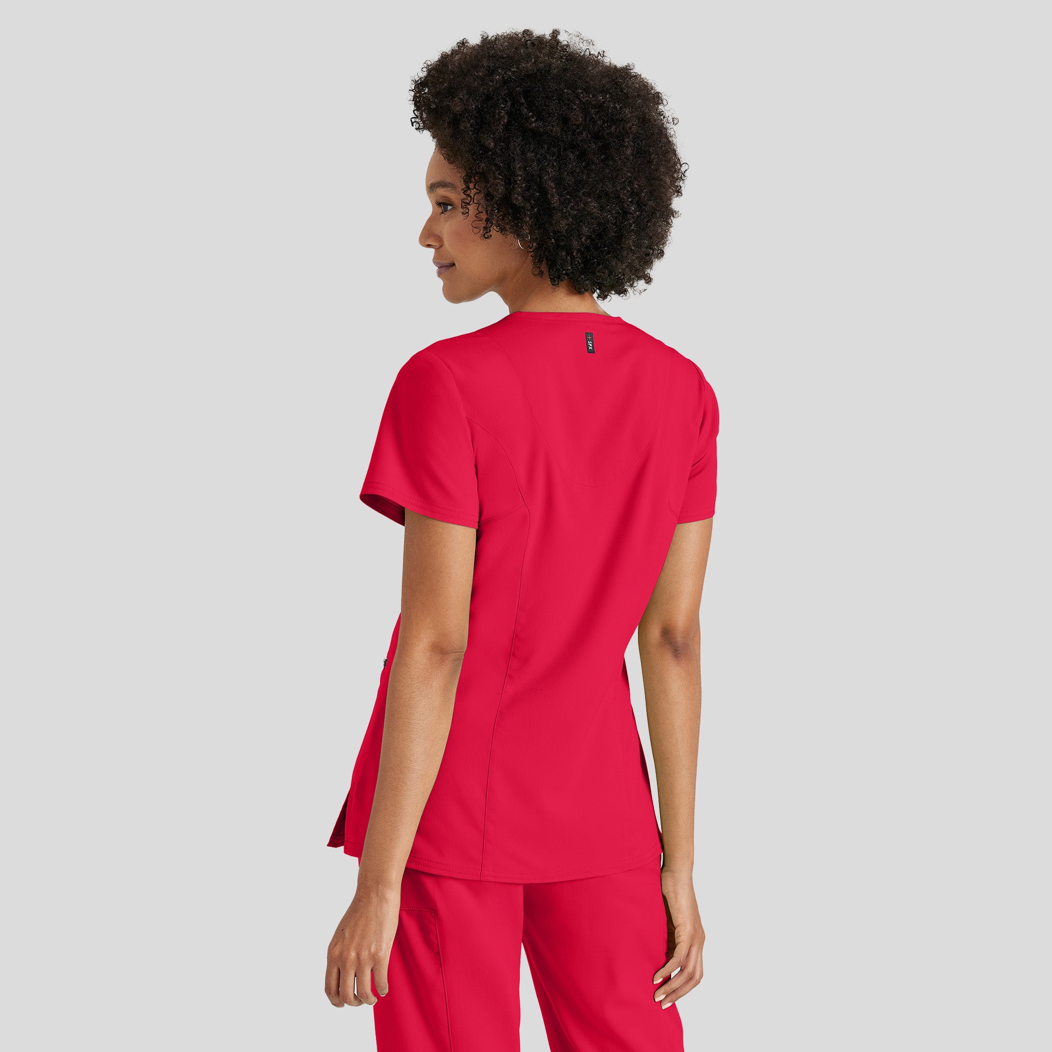 Kim 3-Pocket Crossover V-Neck Scrub Top | Red