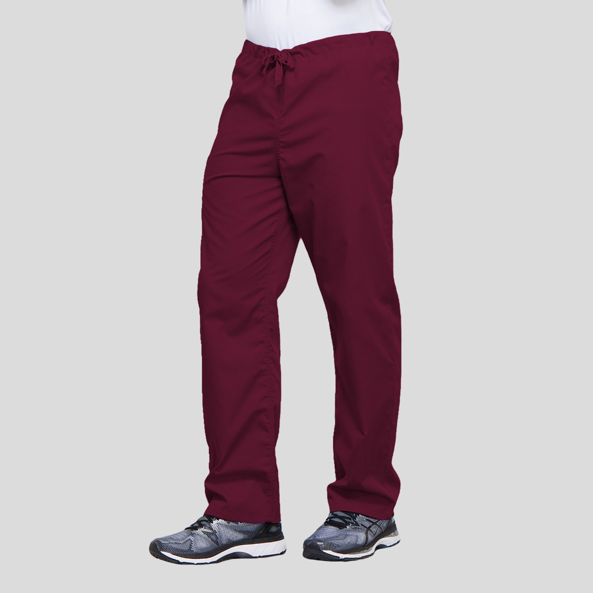 Unisex Drawstring Cargo Scrub Pant | Wine