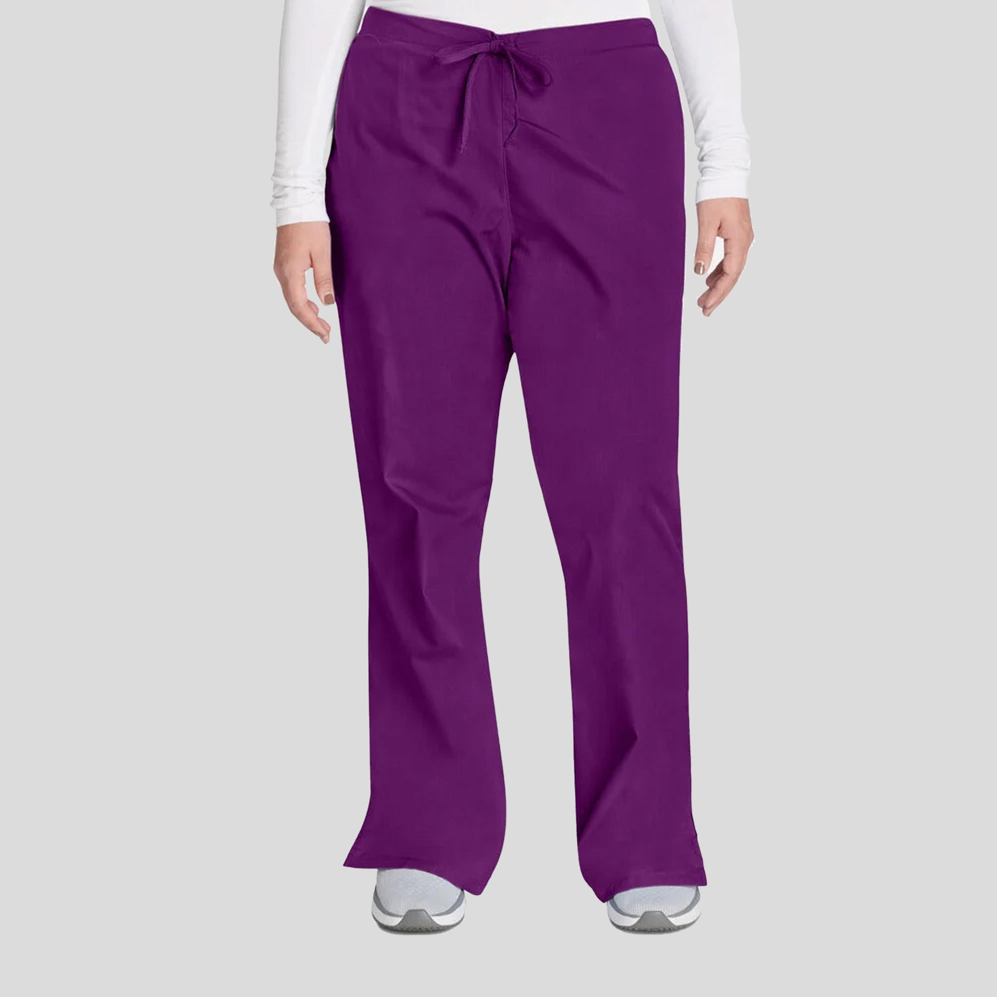 Natural Rise Flare Leg Drawstring Pant | Eggplant