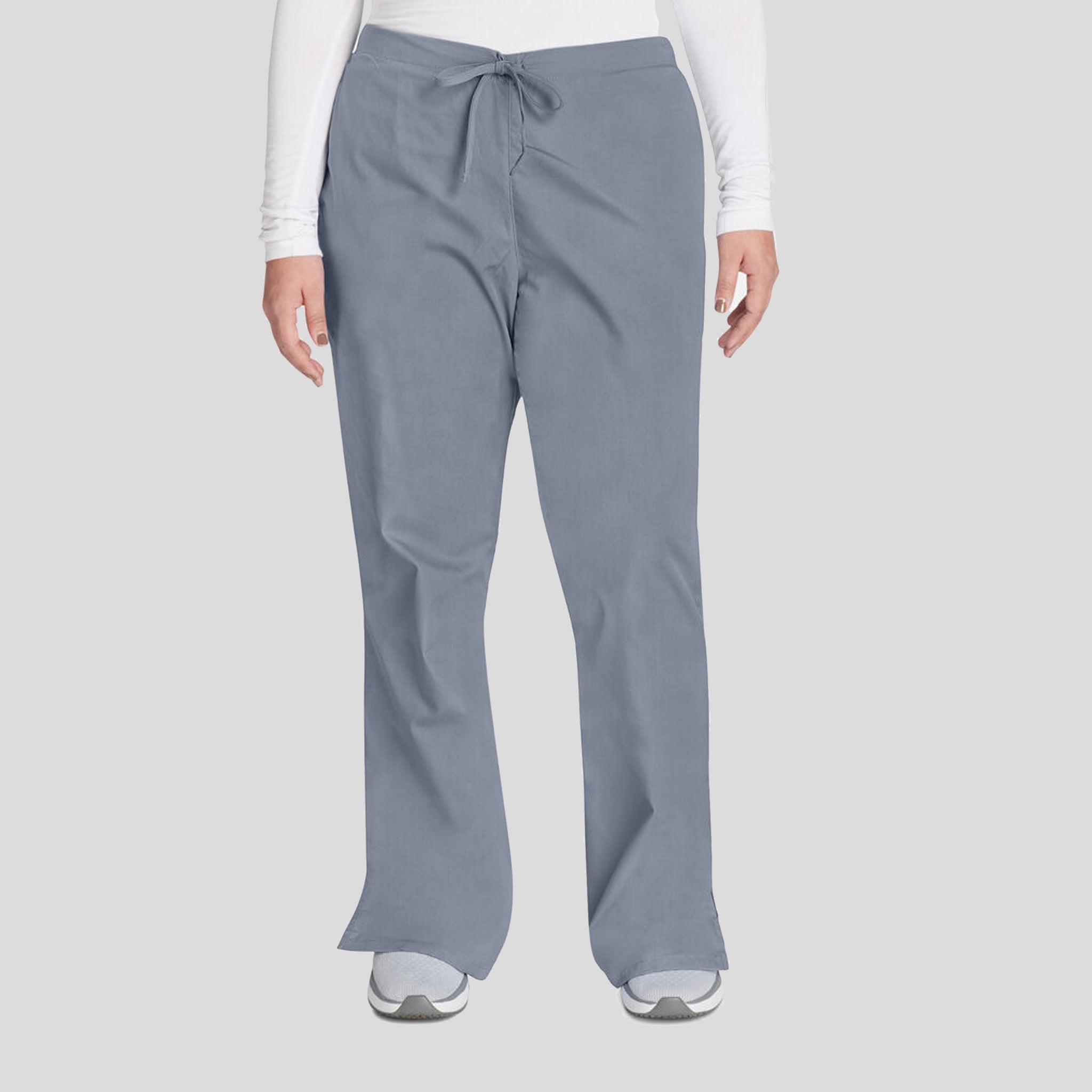 Natural Rise Flare Leg Drawstring Pant | Grey