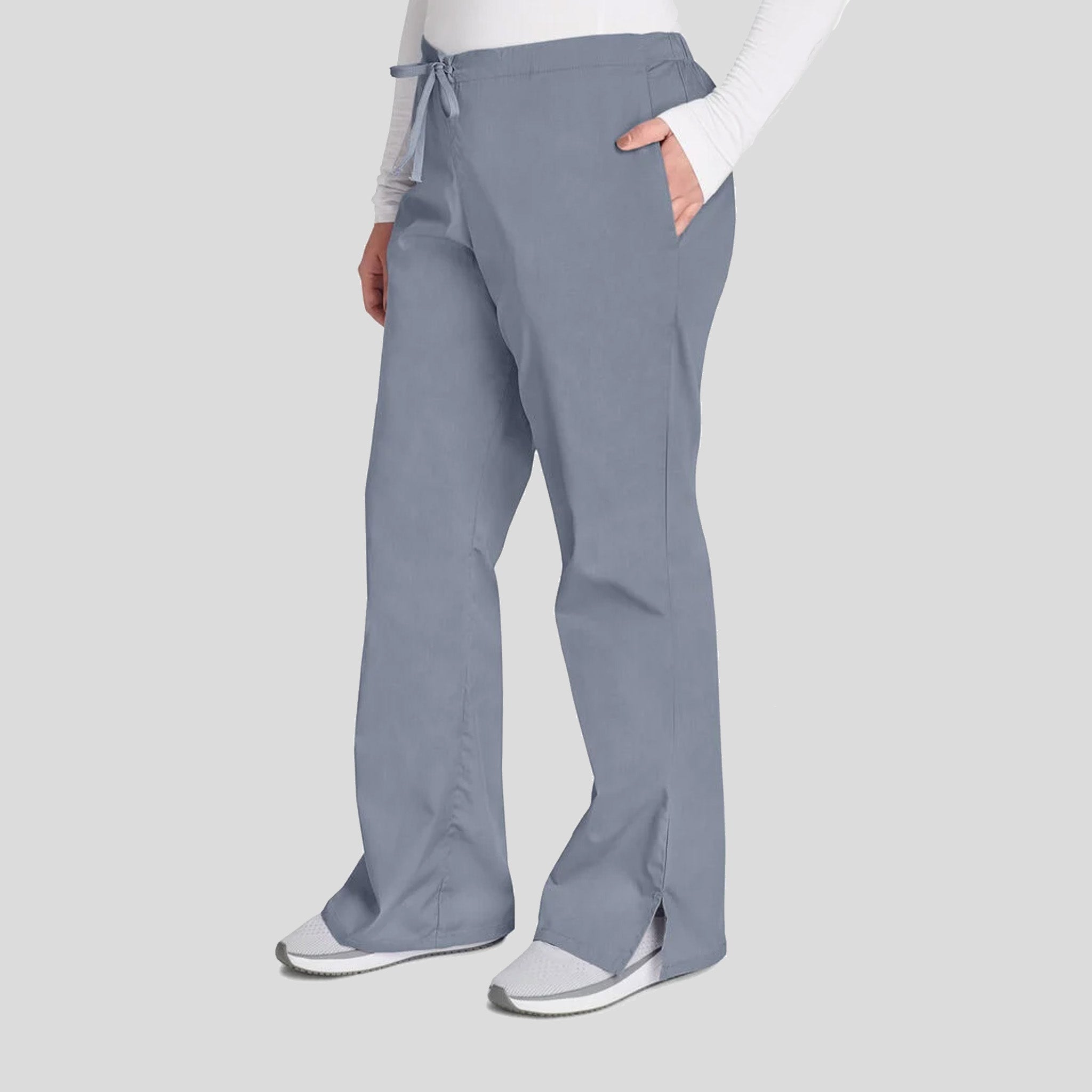 Natural Rise Flare Leg Drawstring Pant | Grey