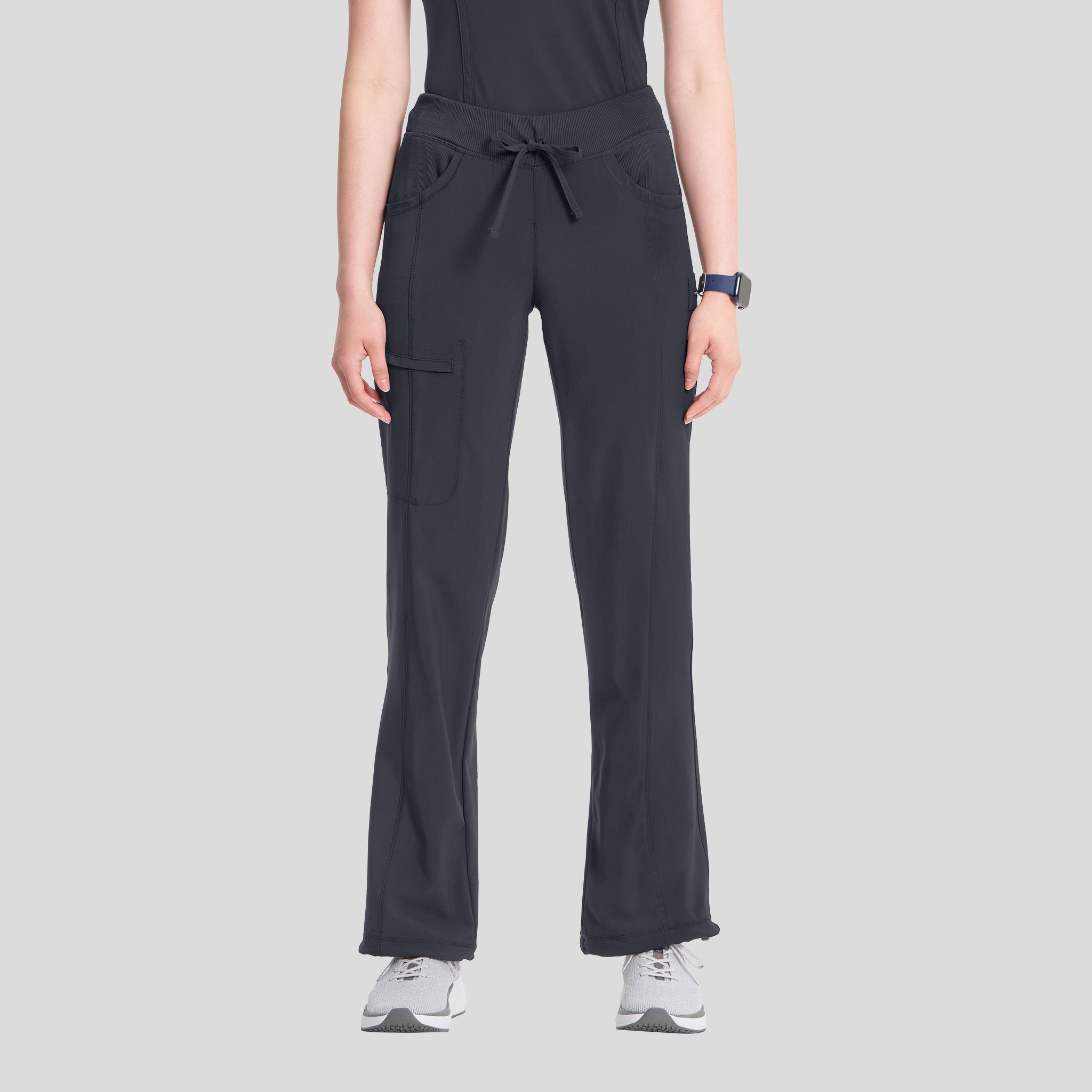 Rib Knit Drawstring Waist Scrub Pant | Pewter