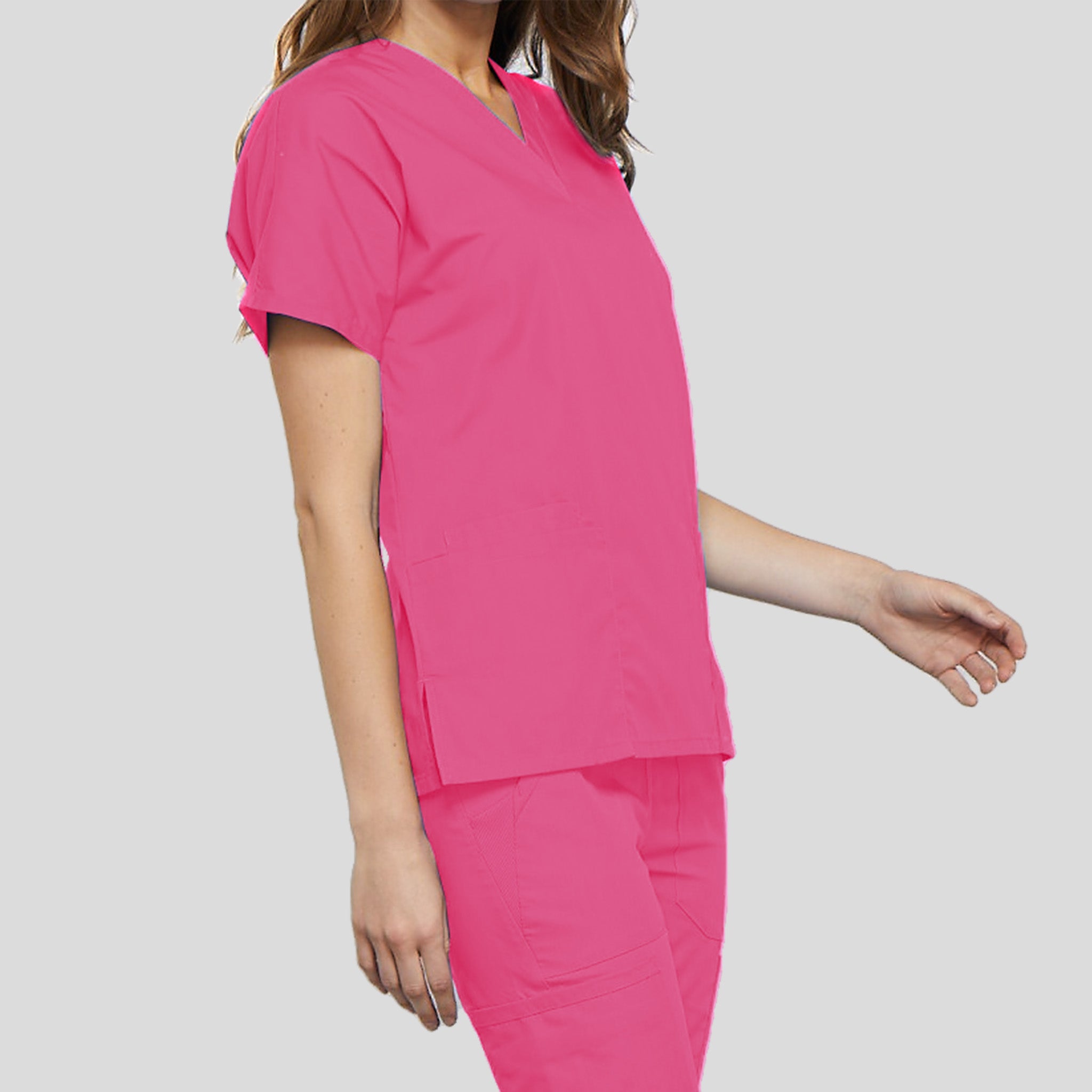 Women's V-Neck 2 Pocket | Shocking Pink