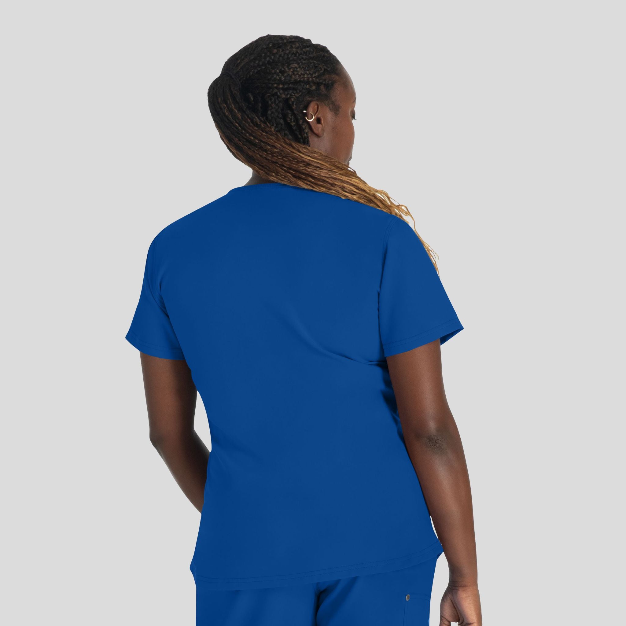 Women's Round Neck Henley Scrub Top | Galaxy