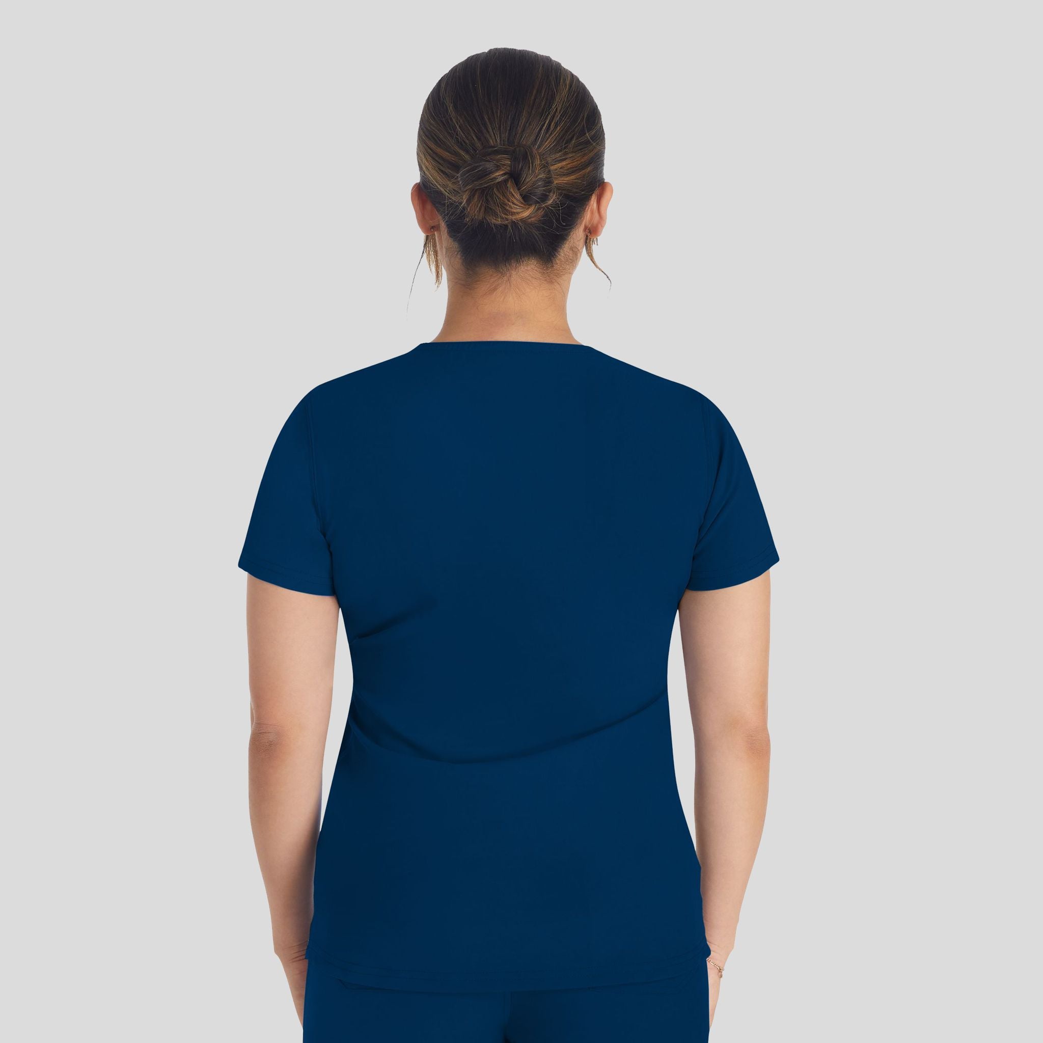 Women's Round Neck Henley Scrub Top | Navy