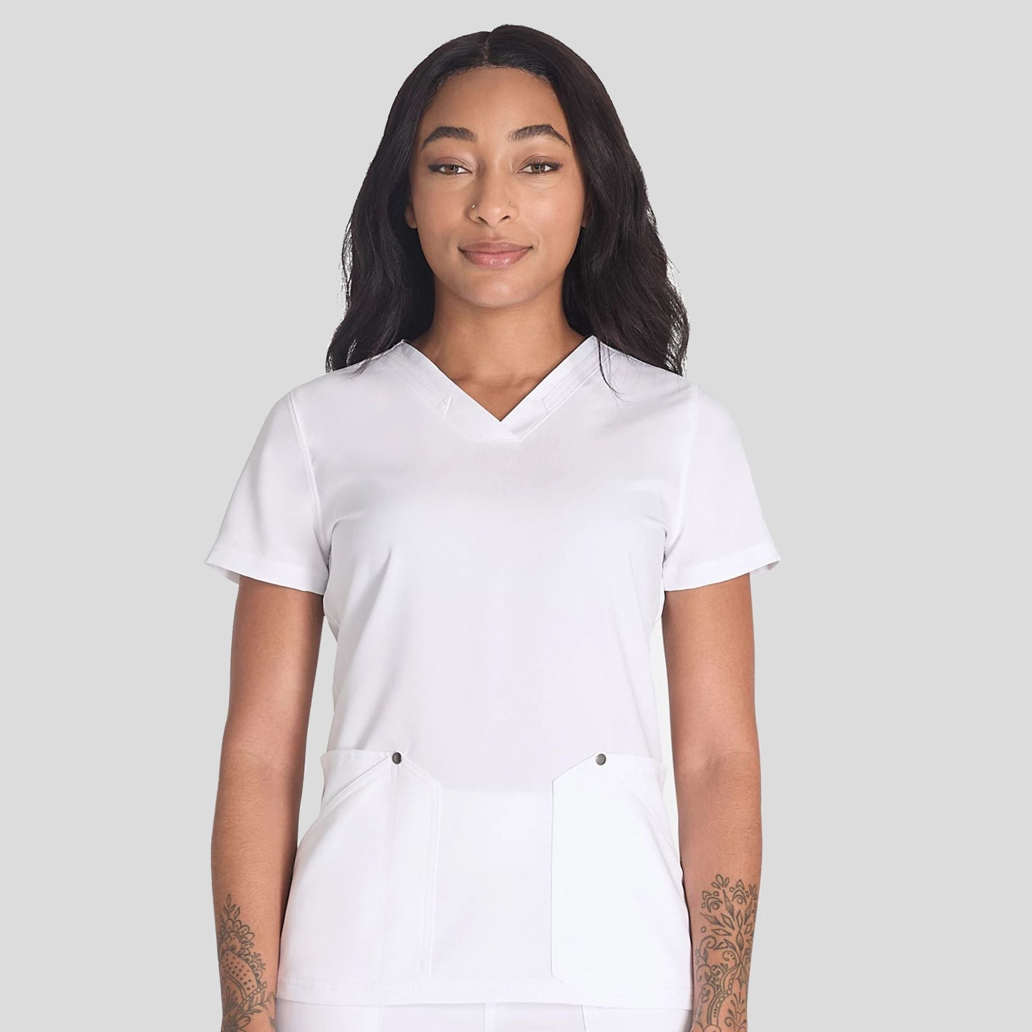 Women's V-Neck Scrub Top | White
