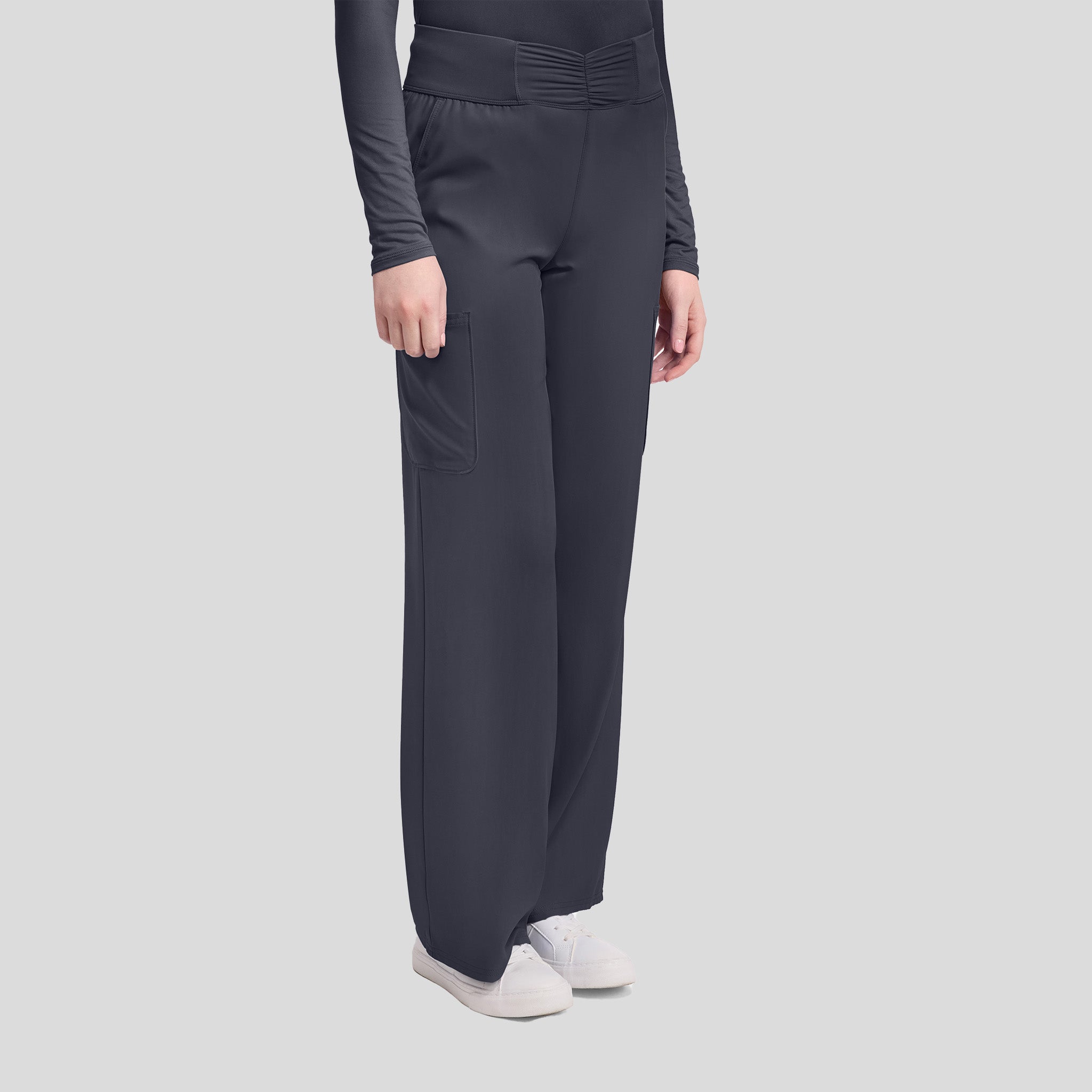 5-Pocket Ruched Wide Leg Scrub Pant | Pewter