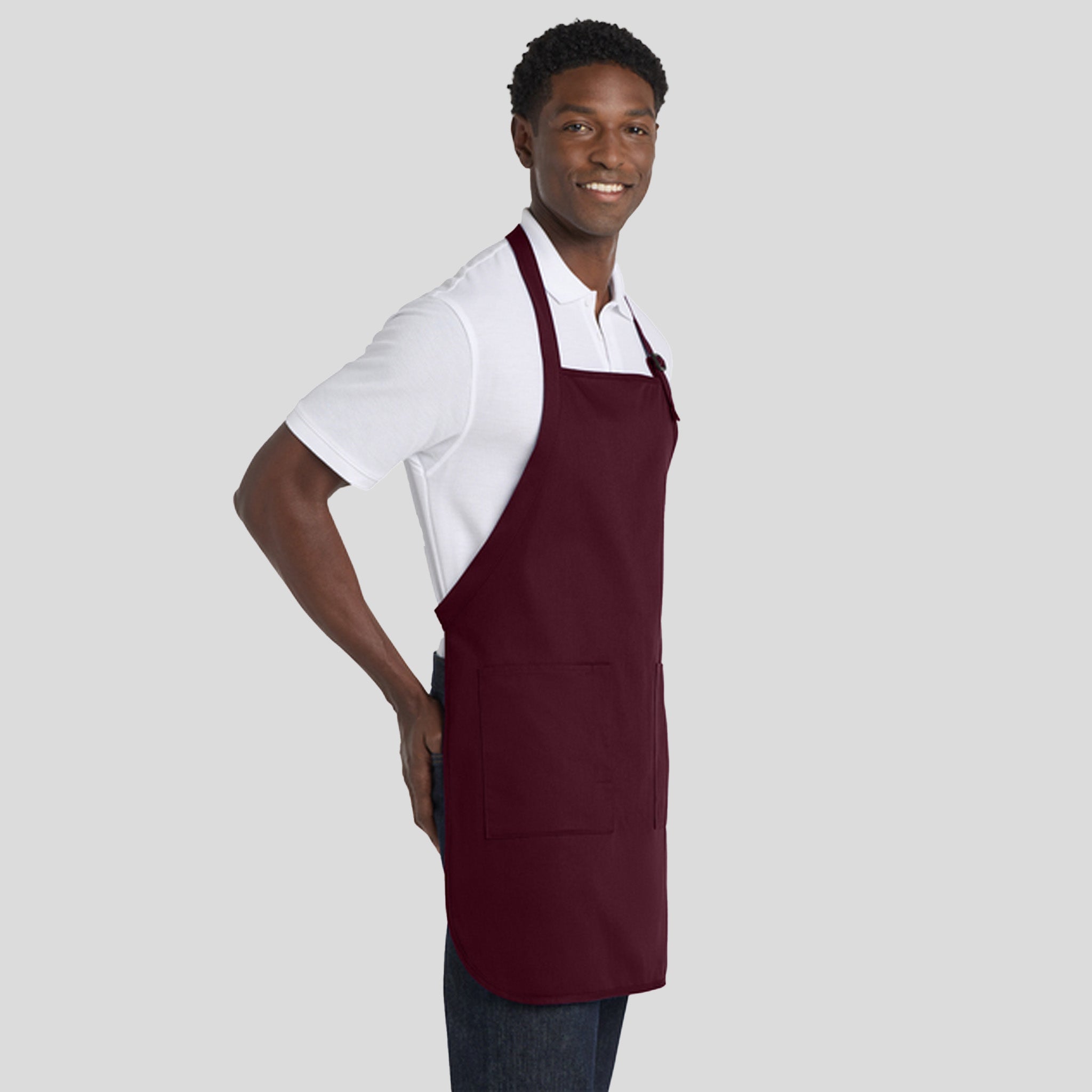 Full-Length Apron with Pockets | Maroon