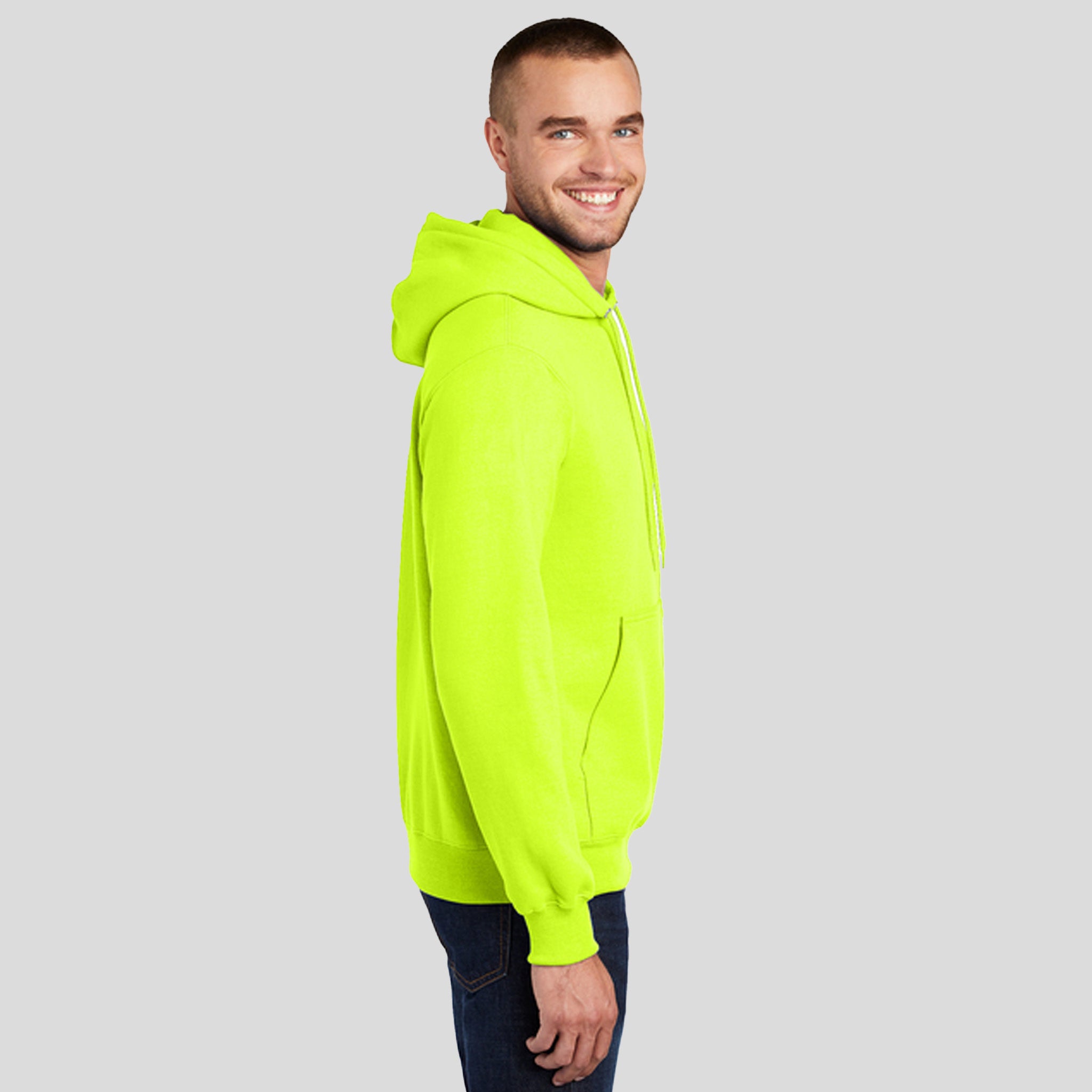 Tall Essential Fleece Pullover Hooded Sweatshirt | Safety Green