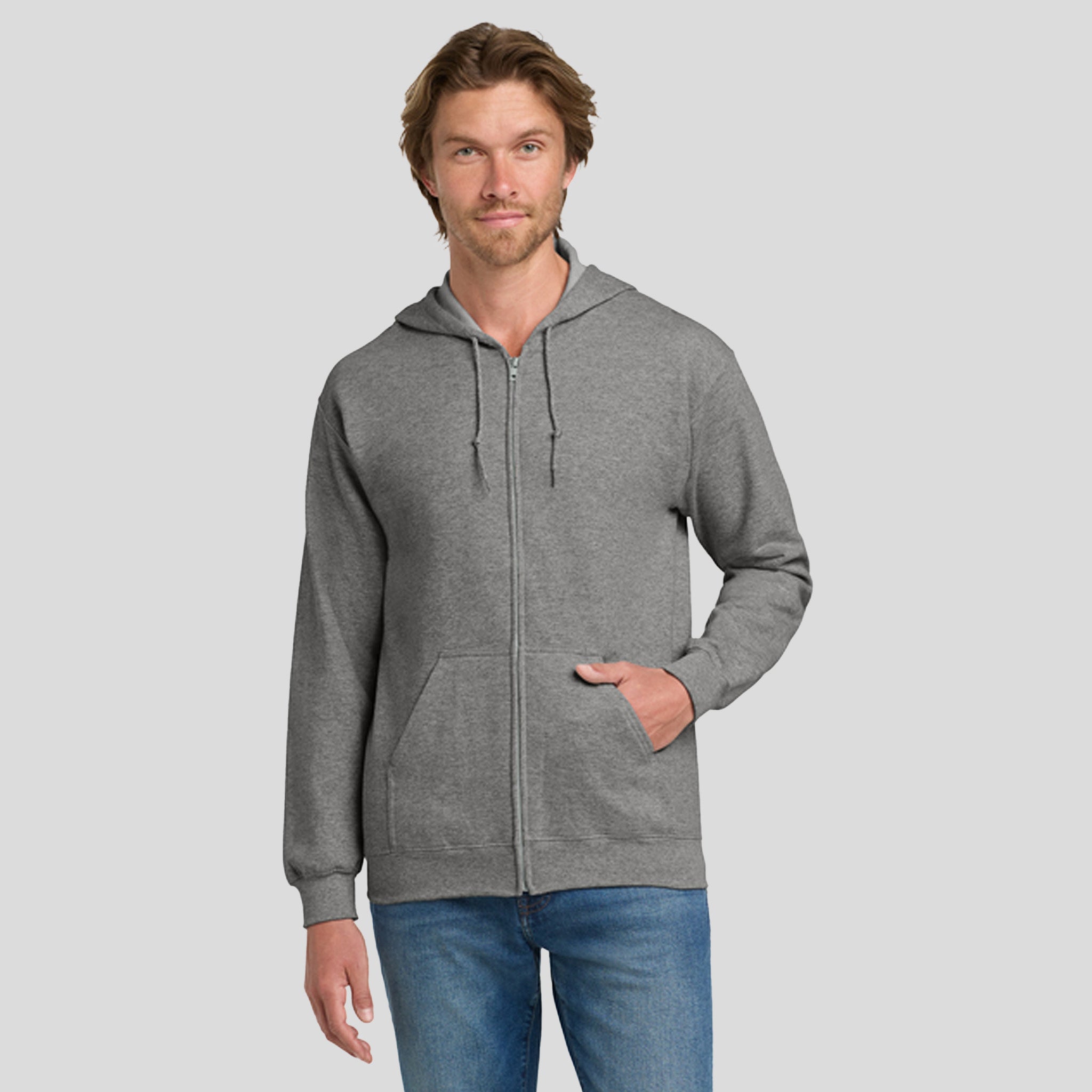 Heavy Blendβ’ Full-Zip Hooded Sweatshirt | Graphite Heather