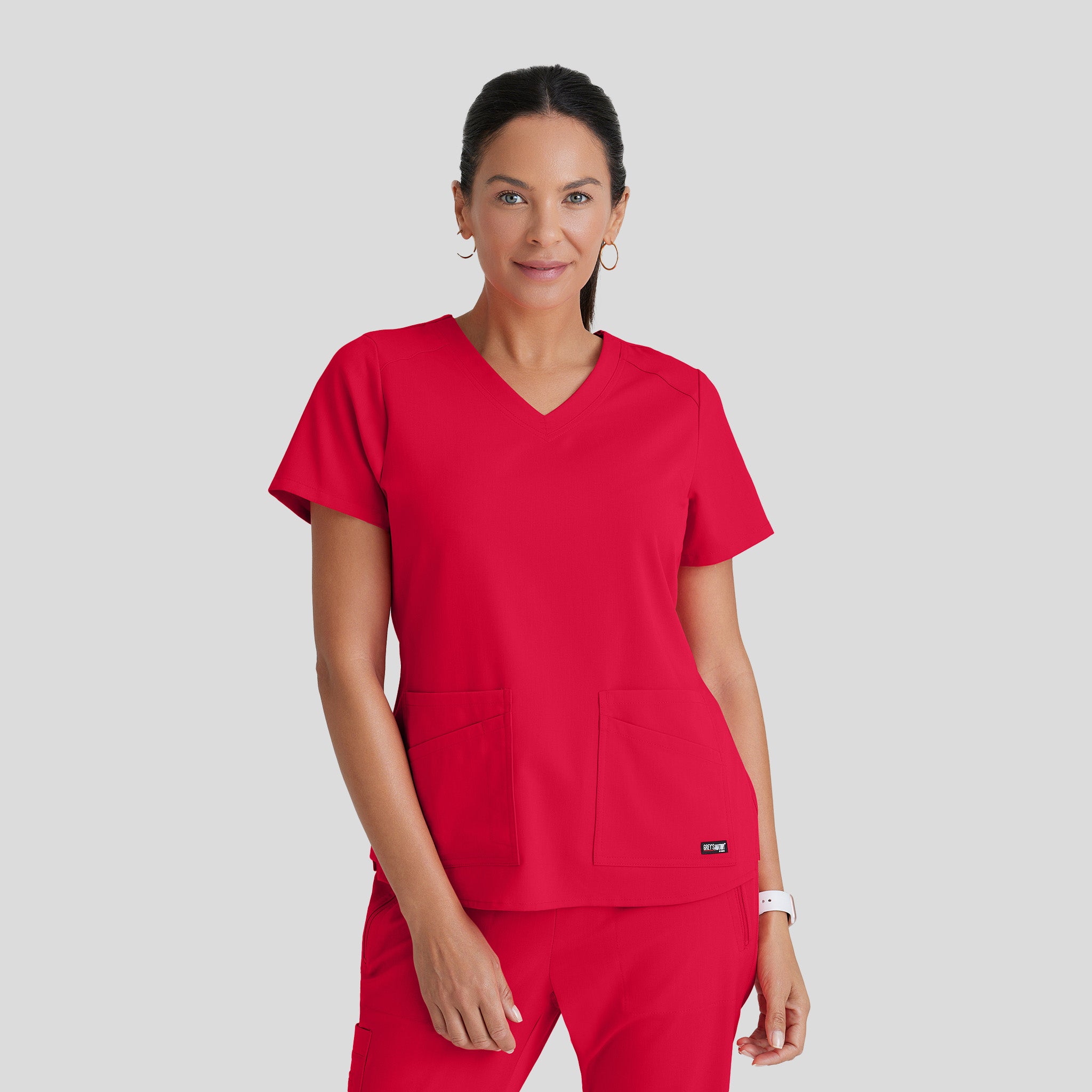 Emma 4-Pocket V-Neck Scrub Top | Red