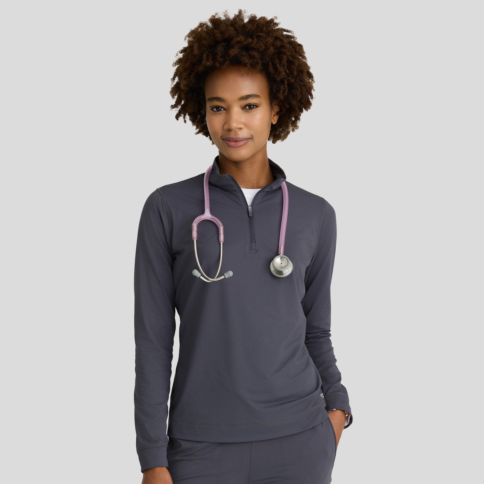 Atlas Women's Mock Neck Long Sleeve Top | Pewter