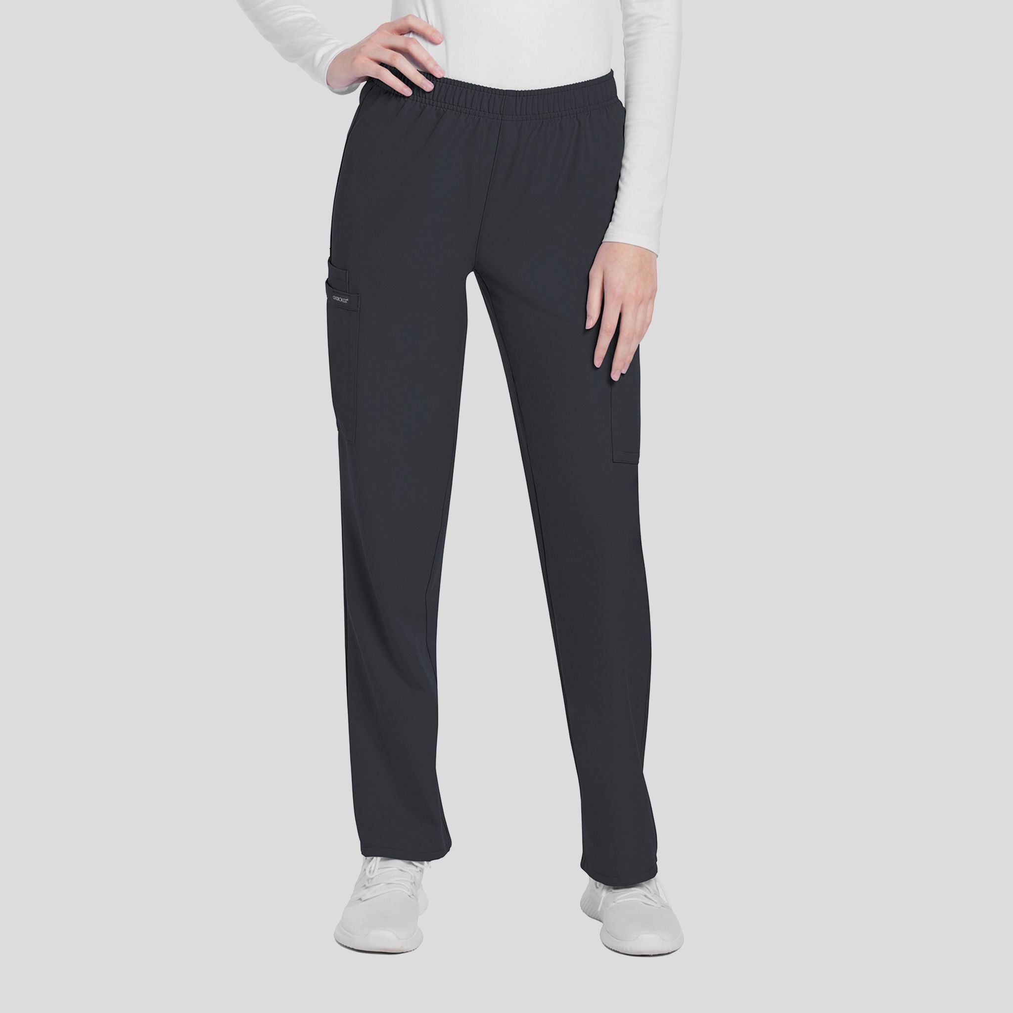 Mid Rise Pull-on Slim Leg Cargo Pant | Pewter