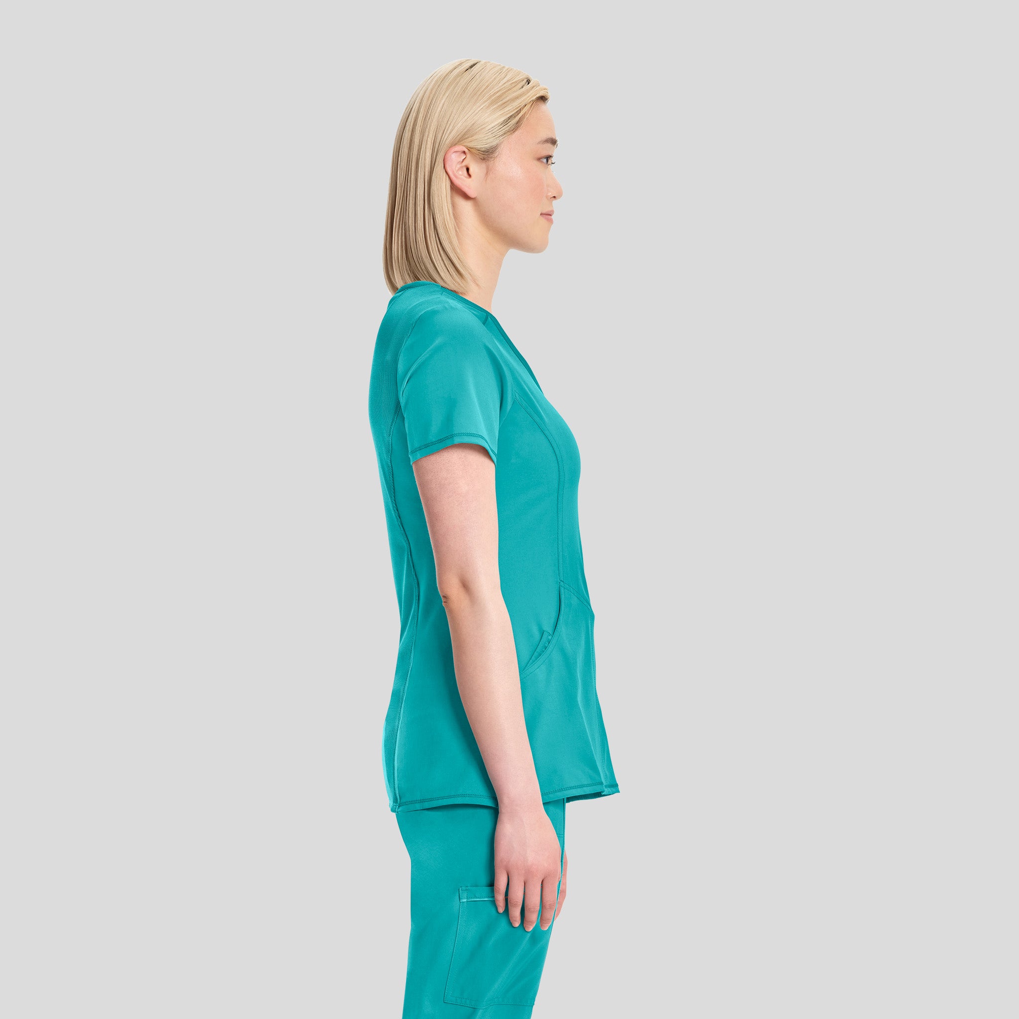 Infinity Mock Wrap Solid Scrub Top | Teal