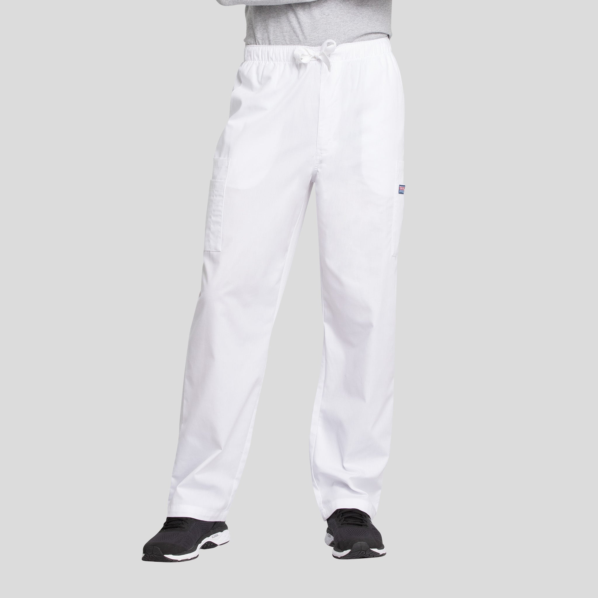 Men's Drawstring Cargo Scrub Pant | White