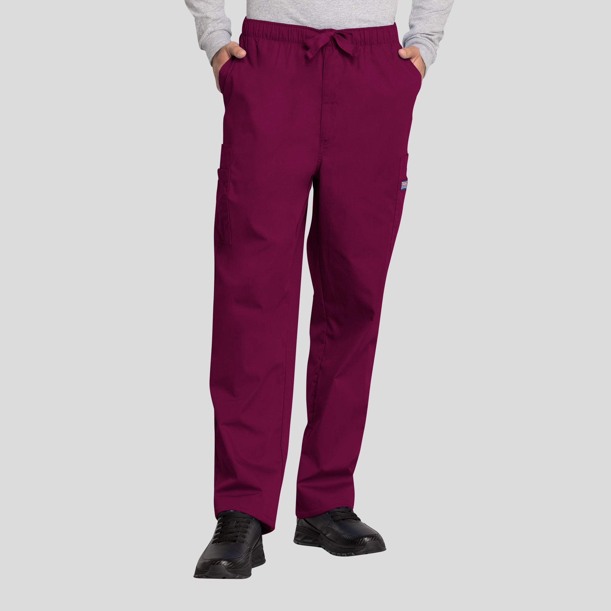 Men's Drawstring Cargo Scrub Pant | Wine