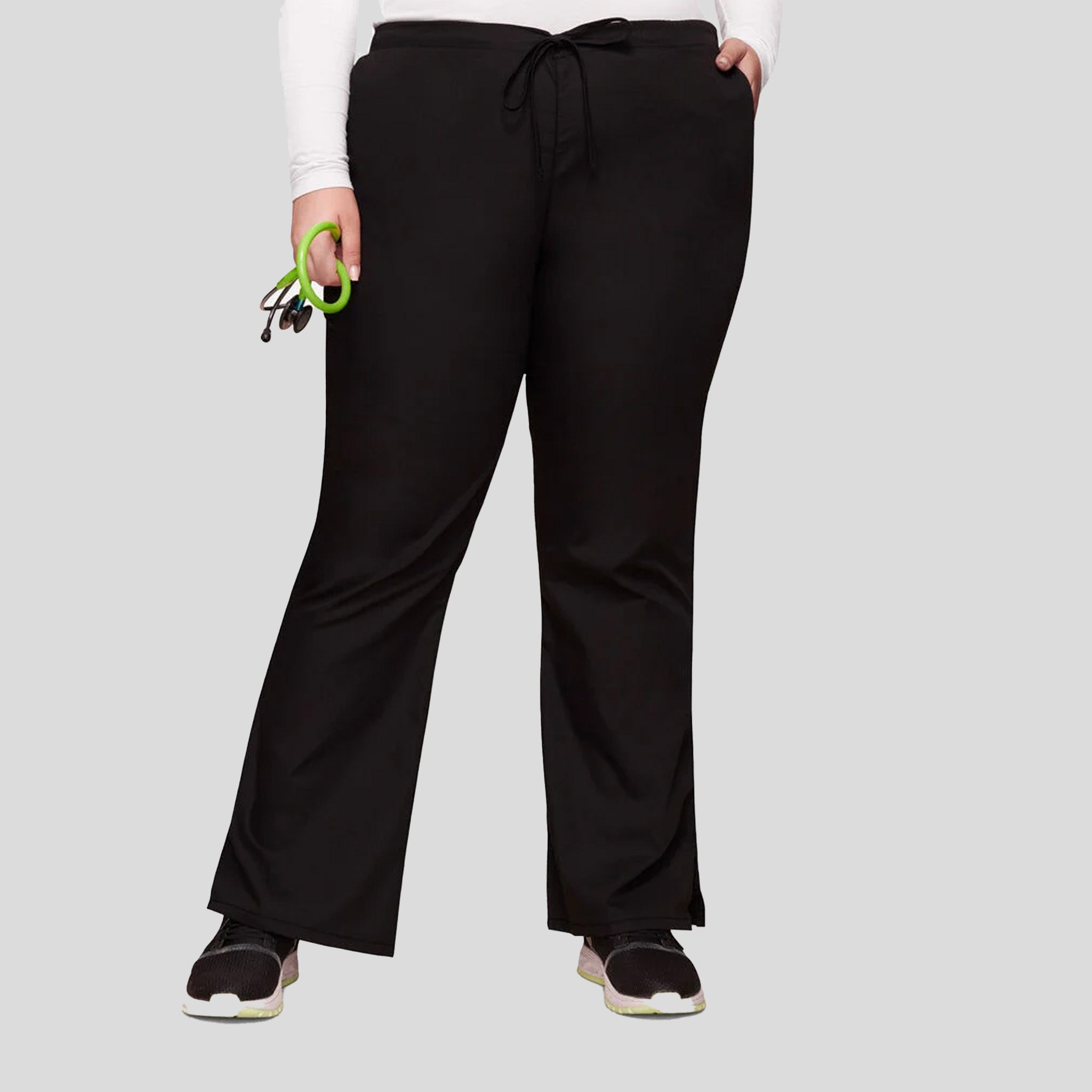 Natural Rise Flare Leg Drawstring Pant | Black