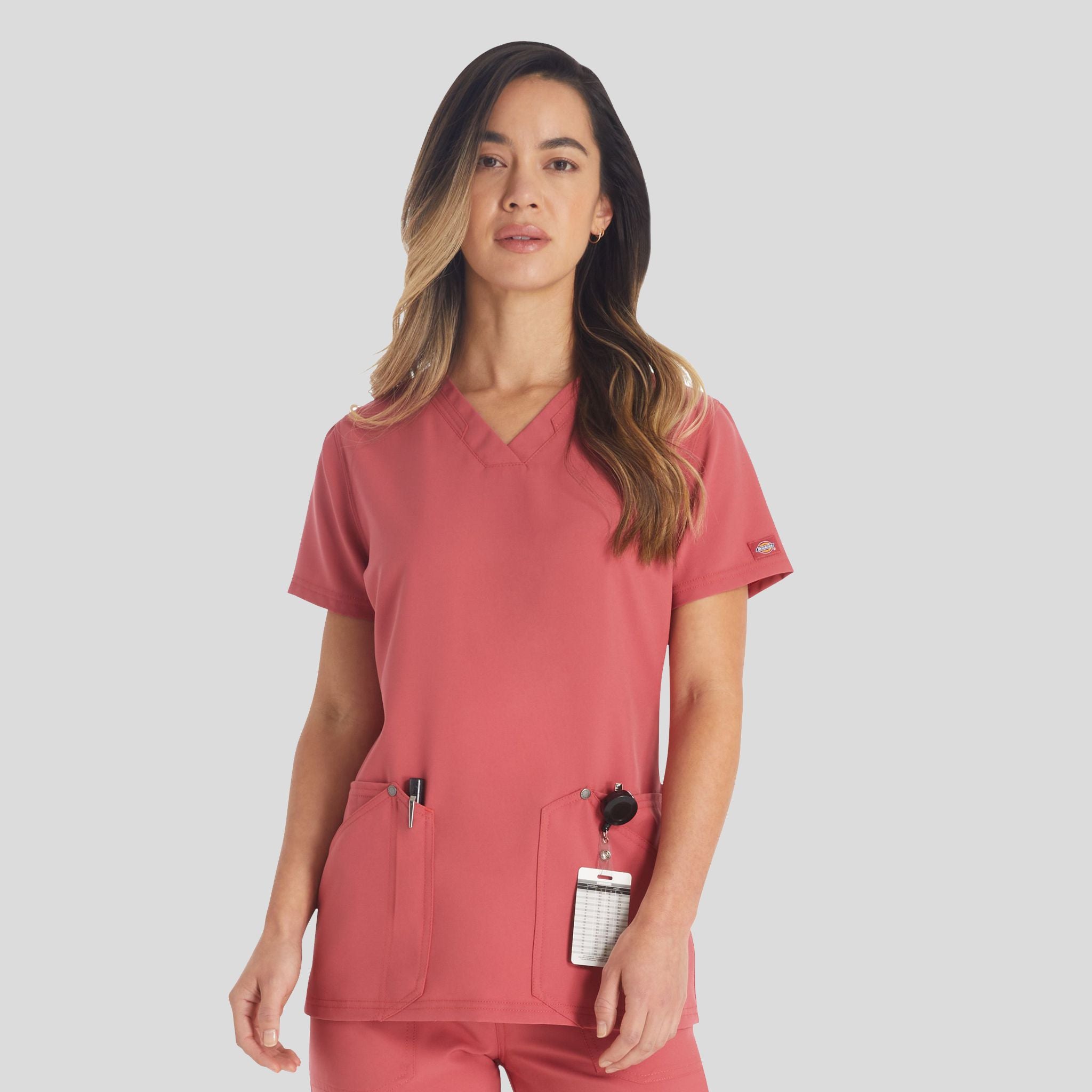 Women's V-Neck Scrub Top | Red Clay