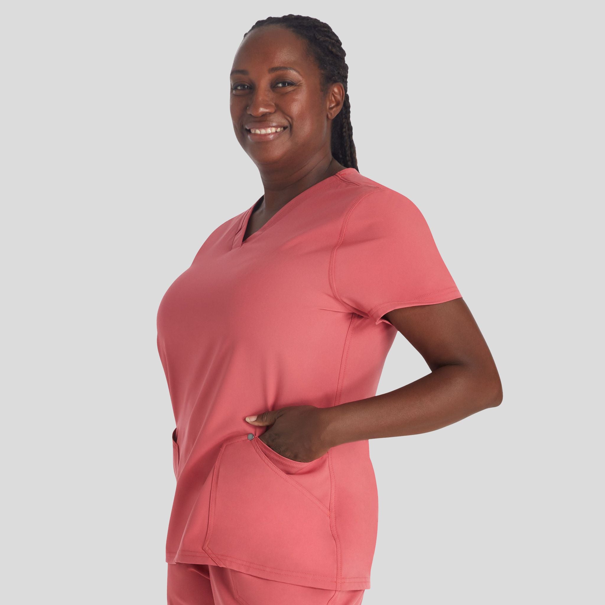 Women's V-Neck Scrub Top | Red Clay