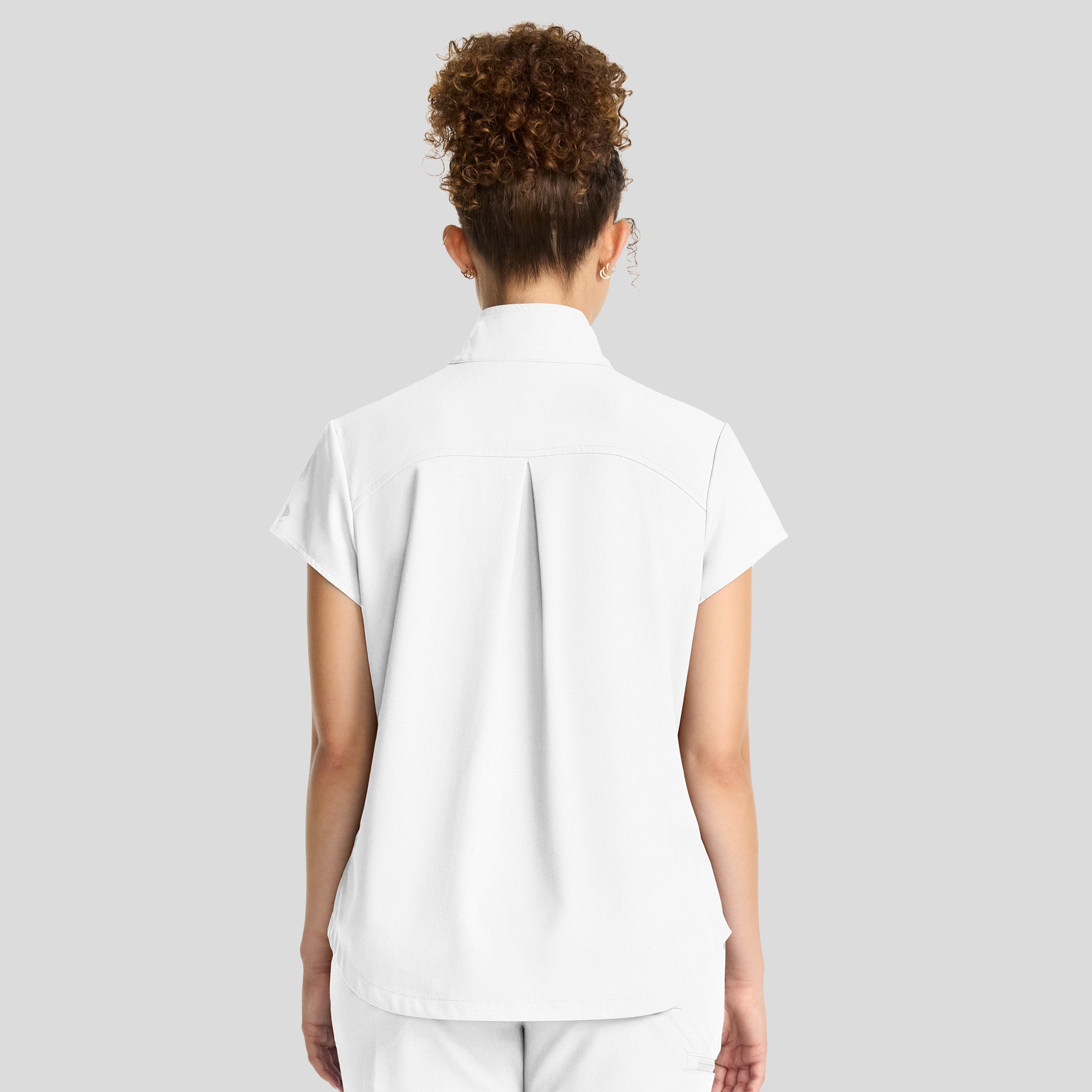 Women's Bella Quarter Zip Scrub Top | White Gardenia