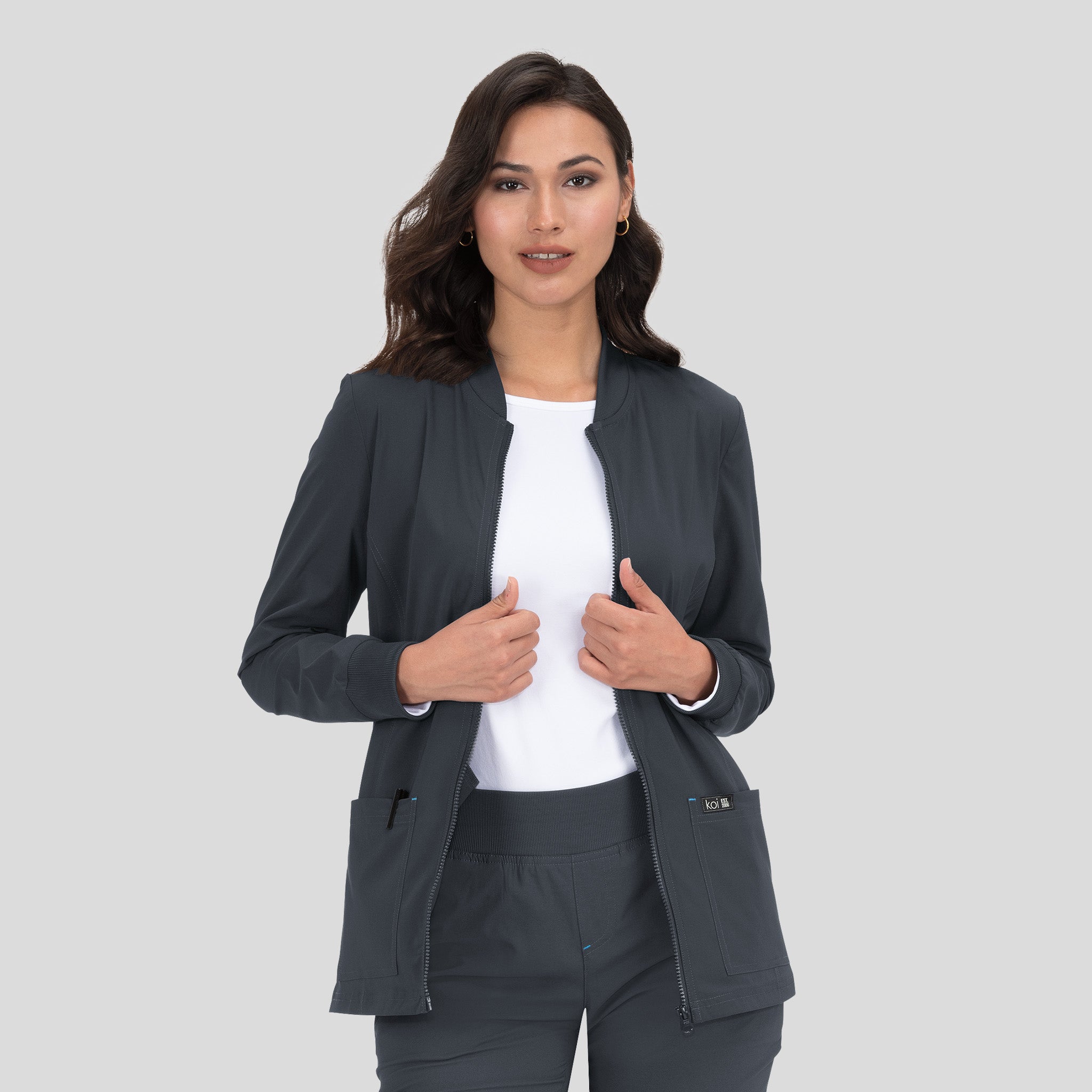 Andrea Women's 4-Pocket Stretch Jacket | Charcoal