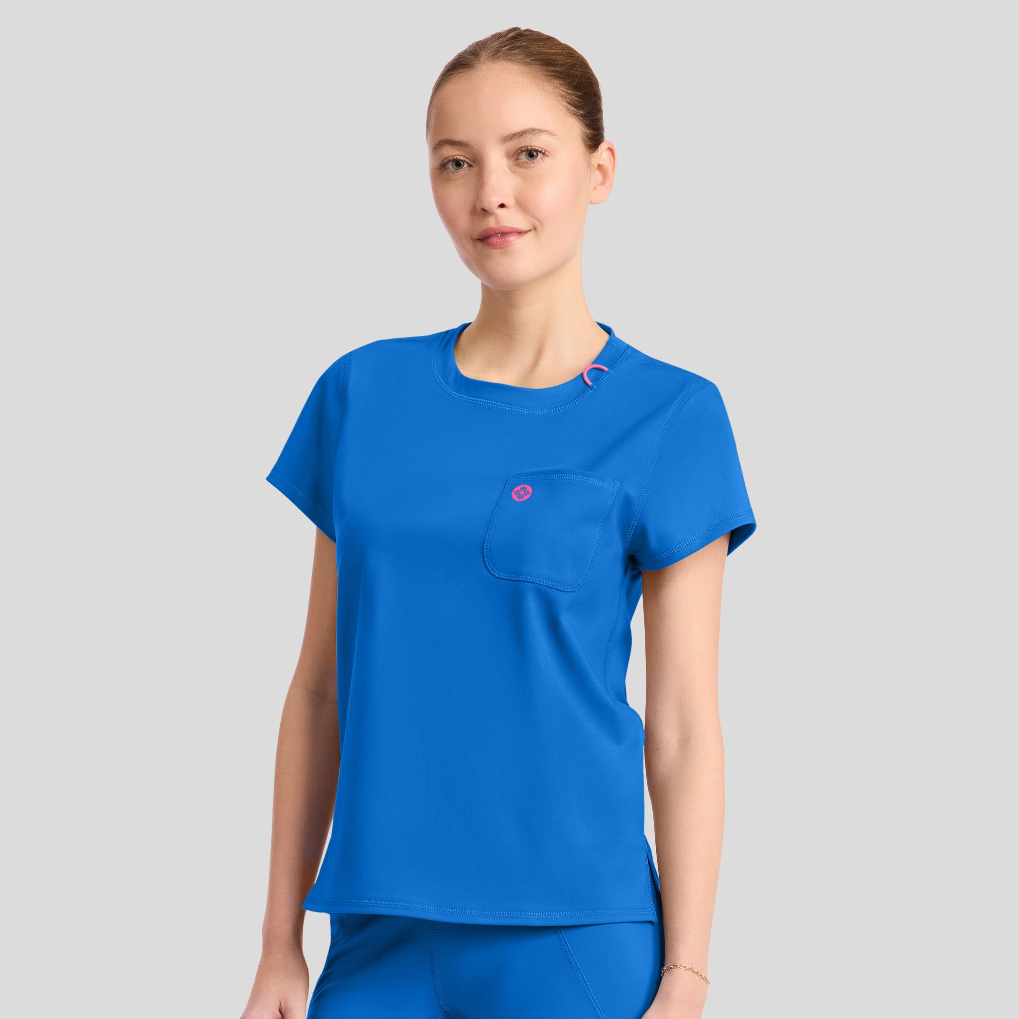2-Pocket STRETCH Crew Neck Scrub Top | Royal