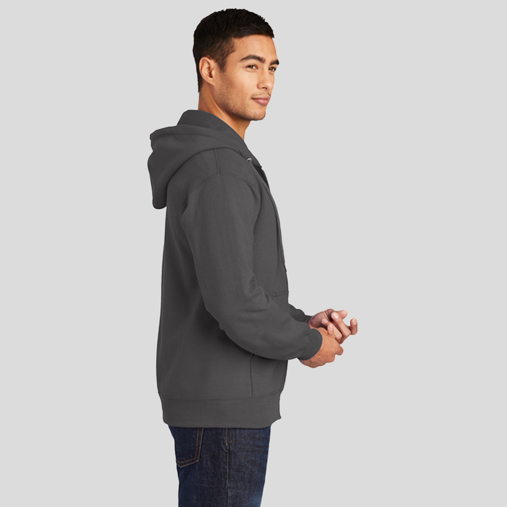 Essential Fleece Full-Zip Hooded Sweatshirt | Charcoal