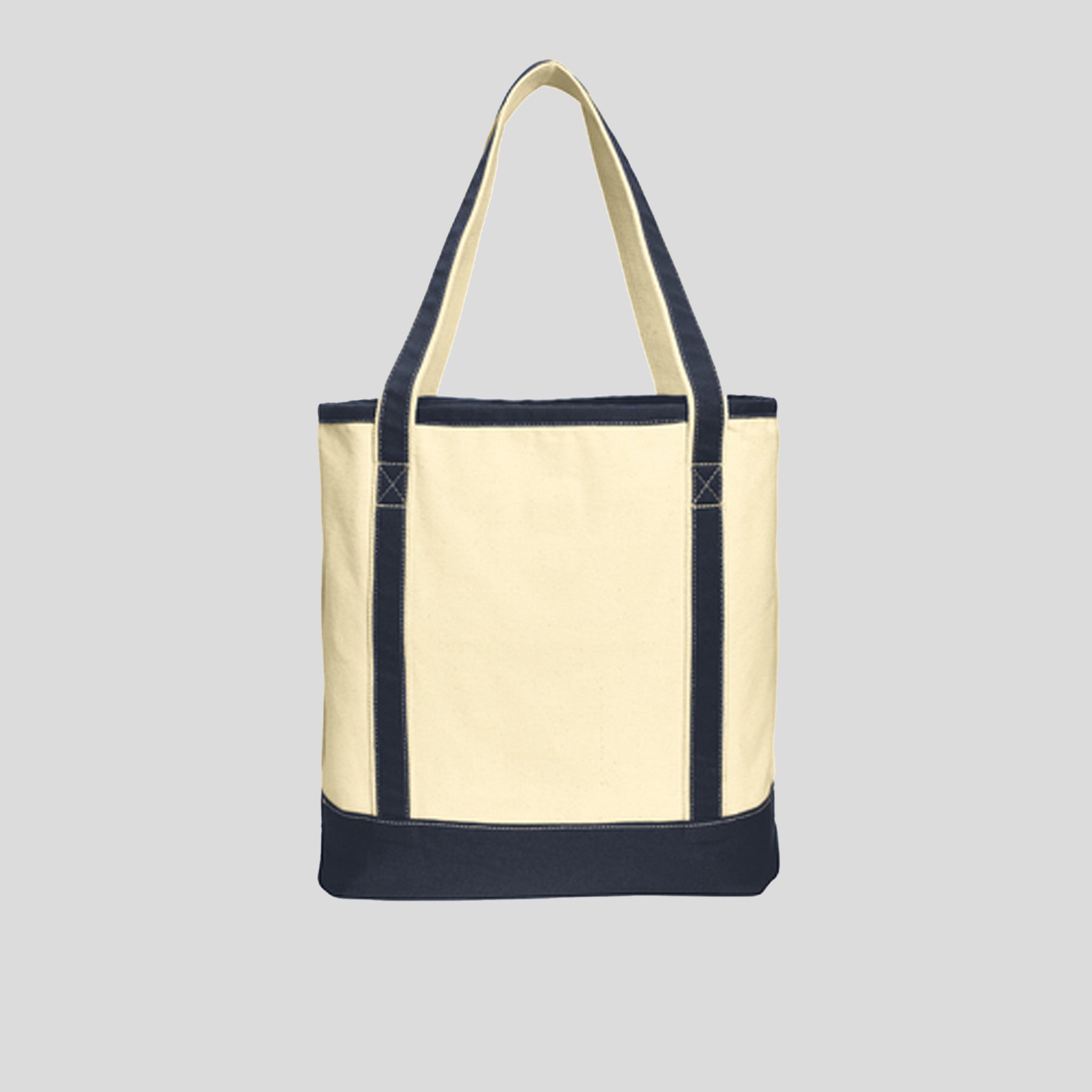 Large Cotton Canvas Tote | Natural/Navy
